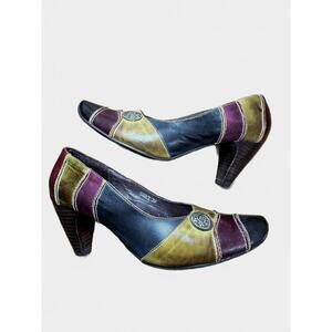 Sauci Patchwork Leather Pumps Size 39 EU Colorblock Retro Heels